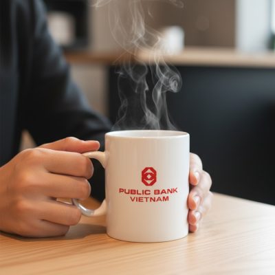 Cốc Sứ Bát Tràng In Logo Public Bank - Quà Tặng Ngân Hàng BiGGift