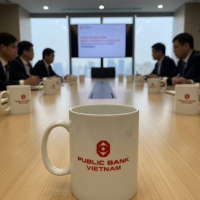 Cốc Sứ Bát Tràng In Logo Public Bank - Quà Tặng Ngân Hàng BiGGift