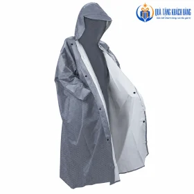 Dáng măng tô xám mở phía trước, mũ và vùng trong xám nhạt