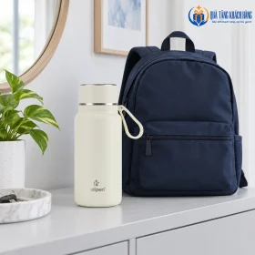 Minh họa DA06 trắng kem bên balô khi chuẩn bị đi làm