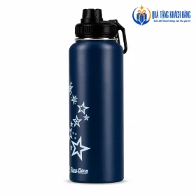 Bình Rạng Đông xanh than có họa tiết ngôi sao trắng và nắp xoay từ ảnh nguồn.