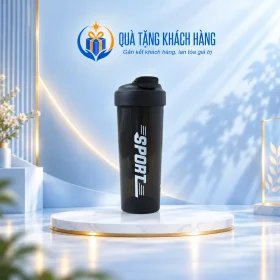 Bình nước La Fonte 011440 đen 650ml với họa tiết SPORT trắng