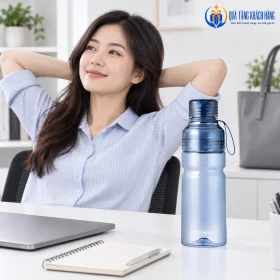 Bình ABF770 xanh trên bàn khi trở lại công việc sau vận động