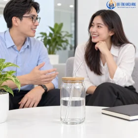 Bình thủy tinh 540ml tại một góc tiếp khách minh họa