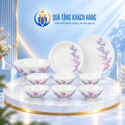 Bộ bàn ăn Minh Long Daisy Cỏ Tím đủ chín món