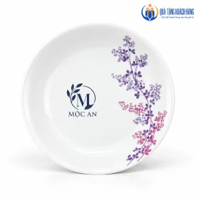 Mô phỏng logo MỘC AN trên khoảng trống đĩa Cỏ Tím 26 cm