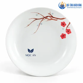 Mô phỏng logo MỘC AN ở khoảng trống trên đĩa Hồng Mai 26 cm