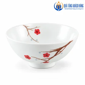 Chi tiết hoa văn và dáng chén cơm Daisy Hồng Mai 11,5 cm