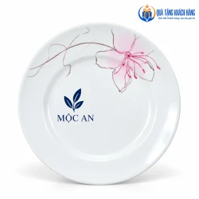 Mô phỏng logo MỘC AN trên đĩa hoa nét hồng