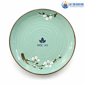 Mô phỏng logo MỘC AN trên đĩa men xanh