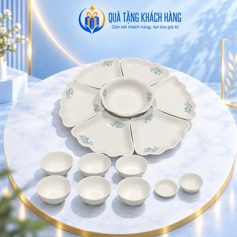 Bộ bát đĩa Mặt Trời Minh Châu đủ mười lăm món