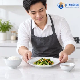 Lấy riêng ba món Trung Kiên để bày một phần ăn