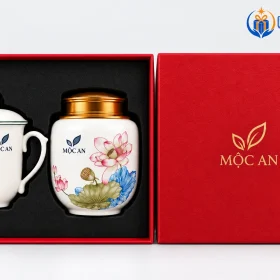 Mô phỏng in logo MỘC AN lên bộ quà
