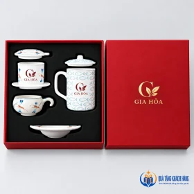 Mô phỏng logo GIA HÒA trên bộ phin và cốc
