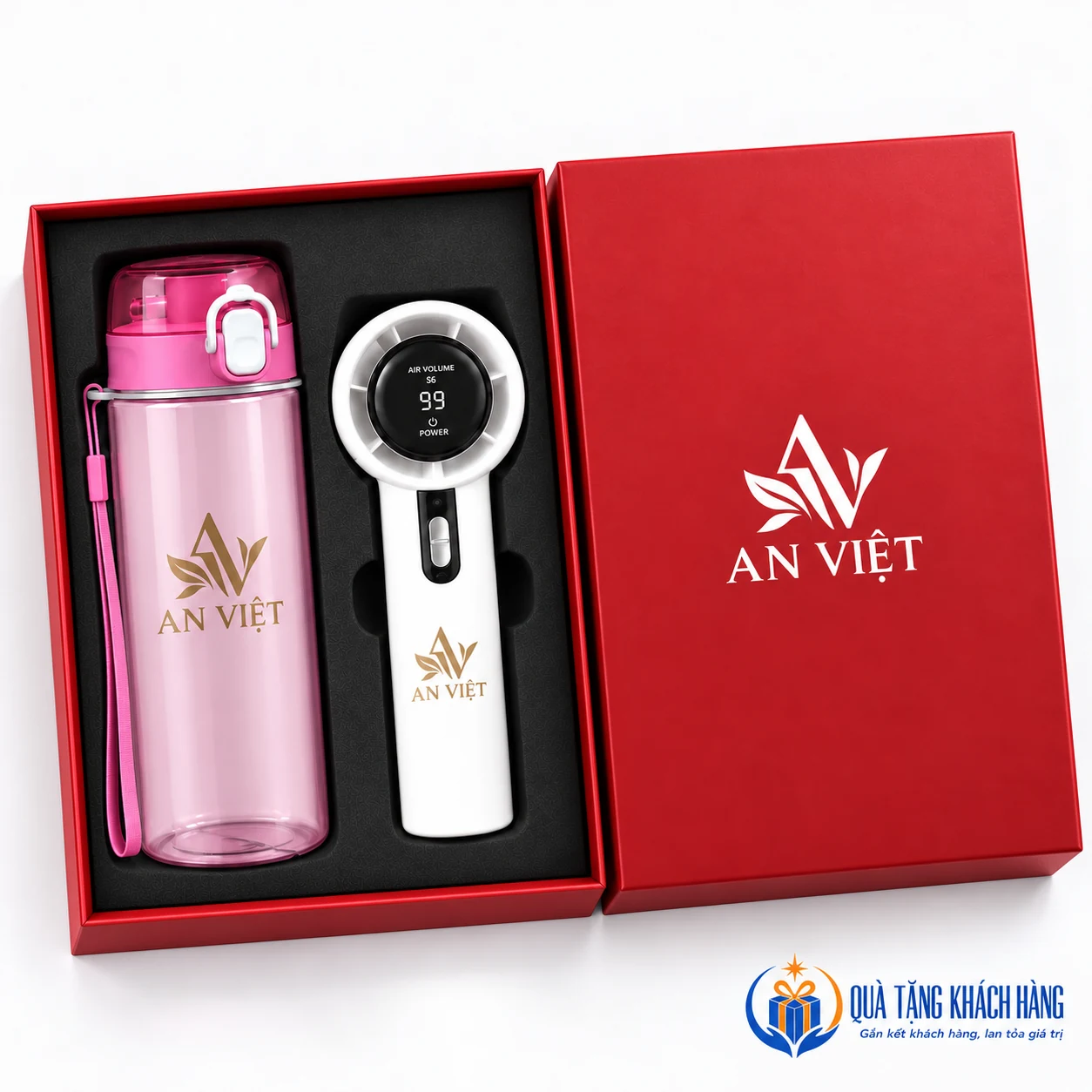 Mô phỏng logo AN VIỆT trên bộ quạt và bình