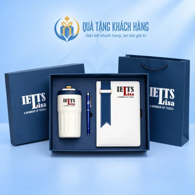 Trọn bộ sổ bình bút và hộp túi màu xanh