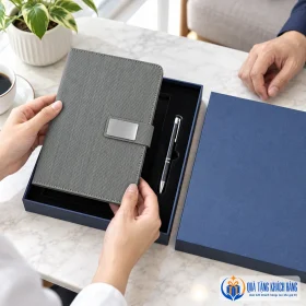 Minh họa nhận bộ sổ bút trong hộp