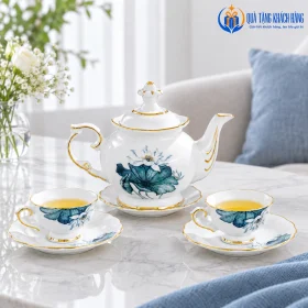 Minh họa Đài Cát sen xanh tại bàn trà gia đình