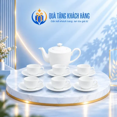 Bộ trà Daisy trắng: một ấm 450ml và sáu cặp tách đĩa
