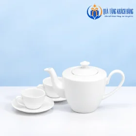Dáng ấm Daisy trắng cùng hai cặp tách đĩa