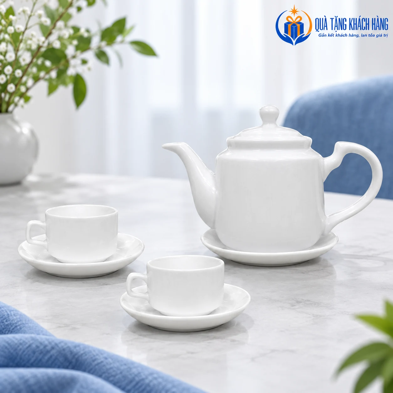 Minh họa bộ Vuông Thẳng 02 tại bàn trà gia đình