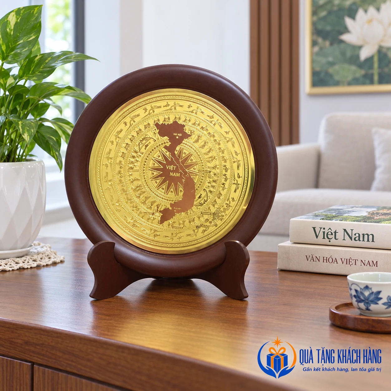 Minh họa trưng bày đĩa bản đồ Việt Nam 23cm