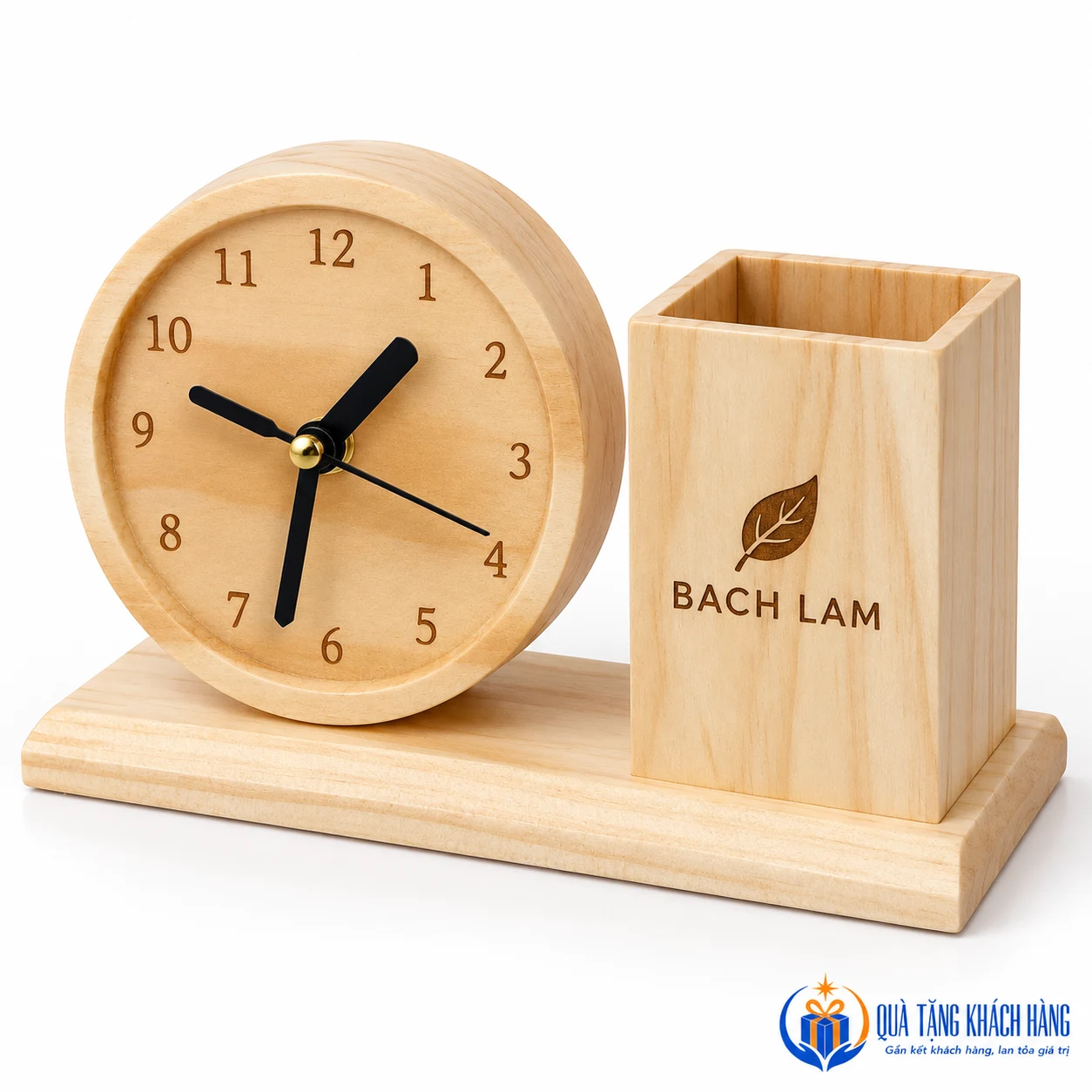 Mô phỏng khắc biểu tượng chiếc lá và tên BACH LAM
