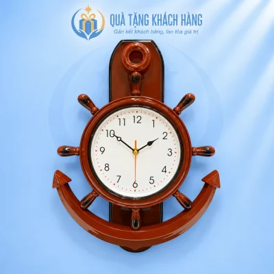 Đồng hồ treo tường dáng neo màu nâu giả gỗ