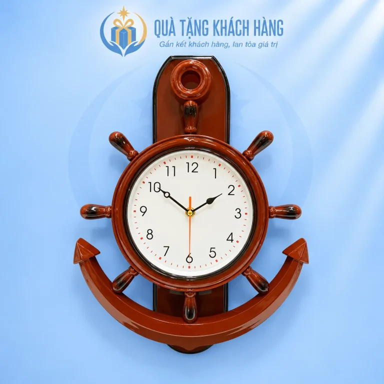 Đồng hồ treo tường dáng neo màu nâu giả gỗ