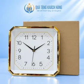 Đồng hồ HD98 vuông viền vàng cùng hộp nâu