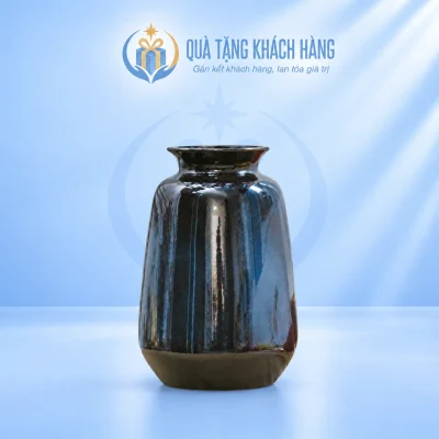 Lọ hoa men hỏa biến xanh cao 23cm