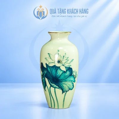 Lọ hoa men ngọc sen xanh cao 28cm