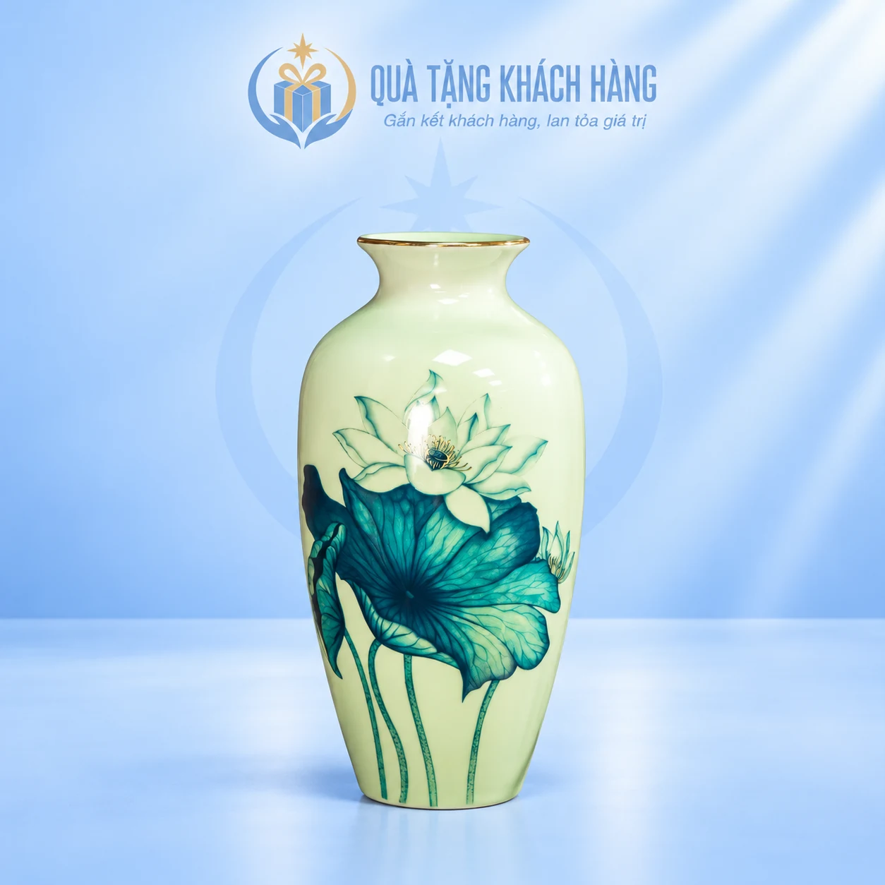 Lọ hoa men ngọc sen xanh cao 28cm