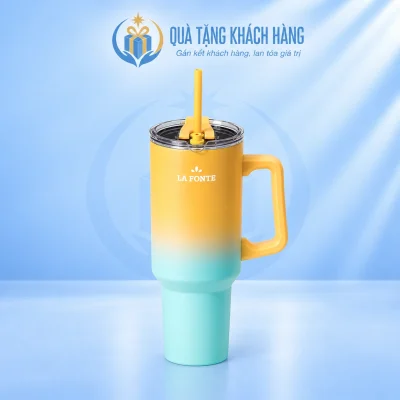 Ly La Fonte 1200ml vàng chuyển xanh ngọc trên nền thương hiệu