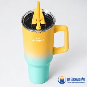 Chi tiết nắp và ống hút vàng của La Fonte 012317-ORA