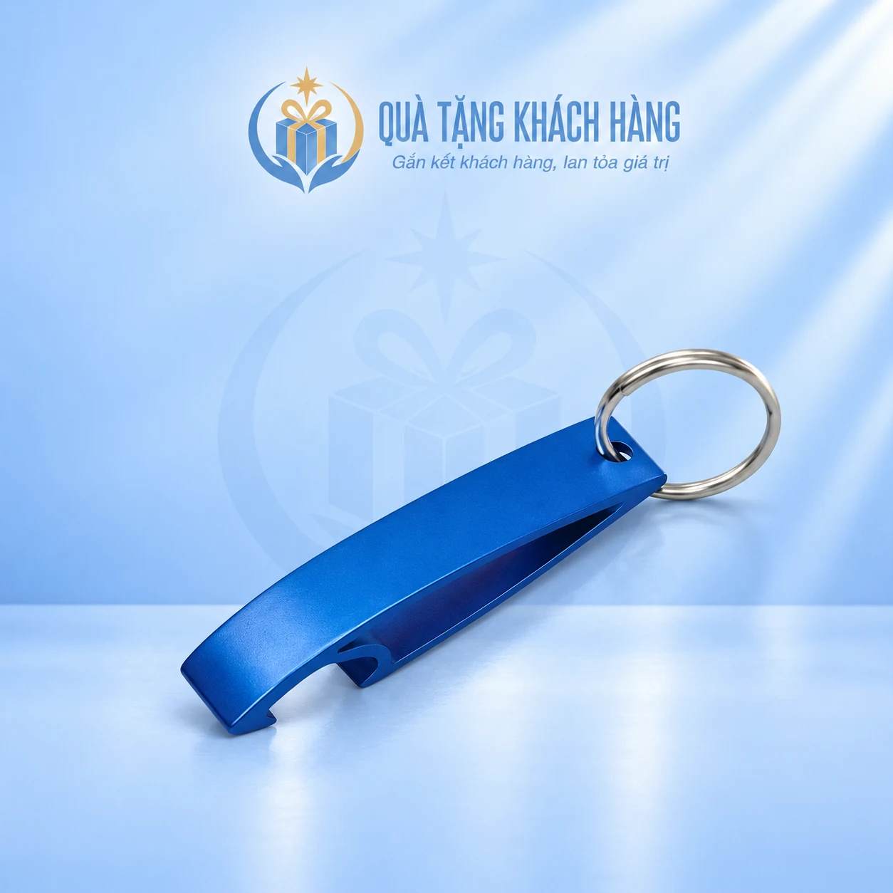 Móc khóa khui bia kim loại 02 màu xanh