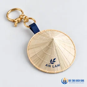 Mô phỏng tem logo AN LAM trên móc khóa nón lá
