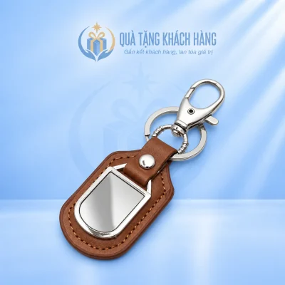 Móc khóa phối kim loại viền nâu