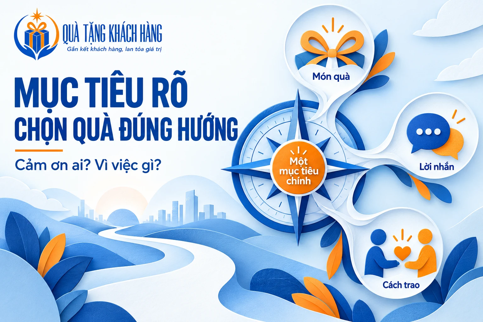 Tranh minh họa một mục tiêu chính định hướng món quà, lời nhắn và cách trao.