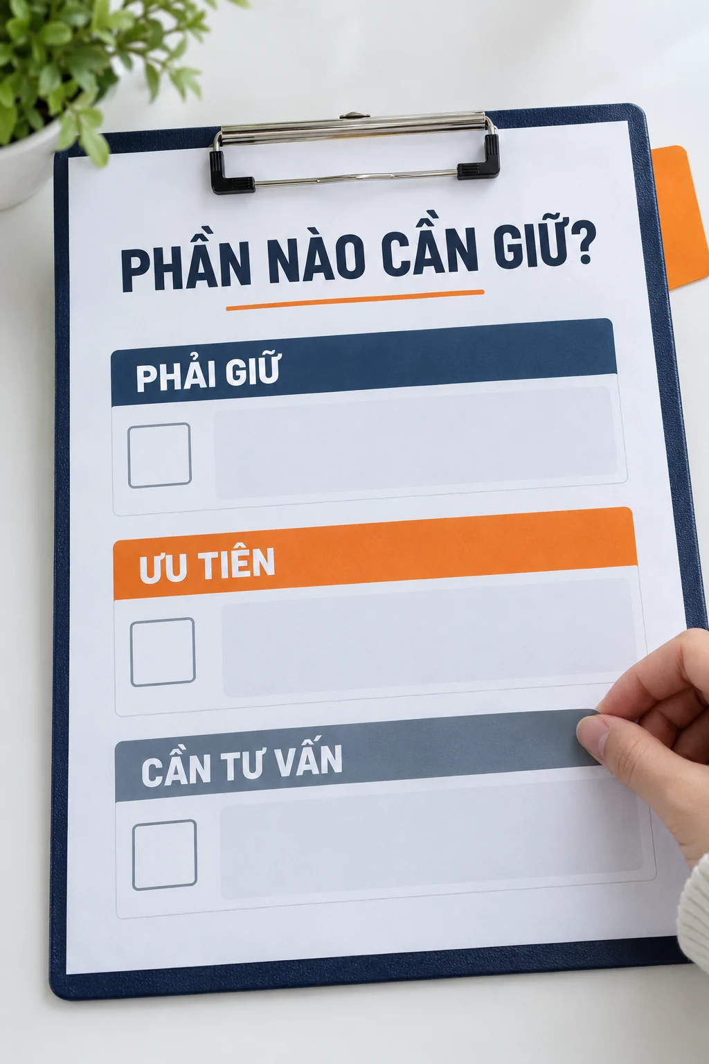 Tờ yêu cầu mẫu chia phần phải giữ, ưu tiên và cần tư vấn.