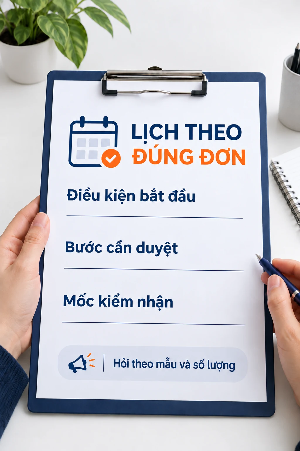 Phiếu hỏi lịch mẫu với điều kiện bắt đầu, bước duyệt và mốc kiểm nhận để trống.