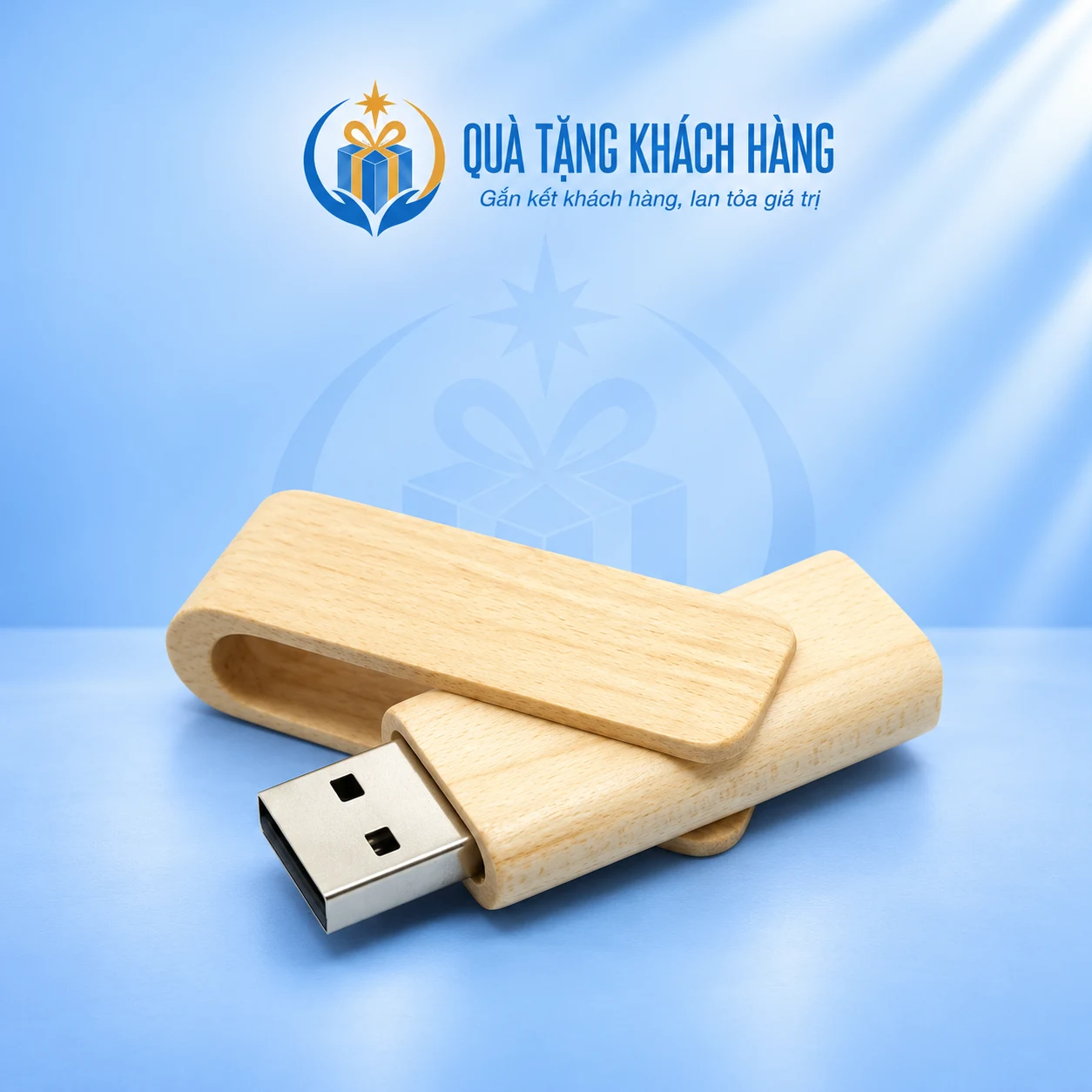 USB gỗ xoay UGV 027 8GB tông gỗ sáng