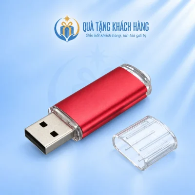 USB kim loại UKV 024 8GB màu đỏ cùng nắp trong